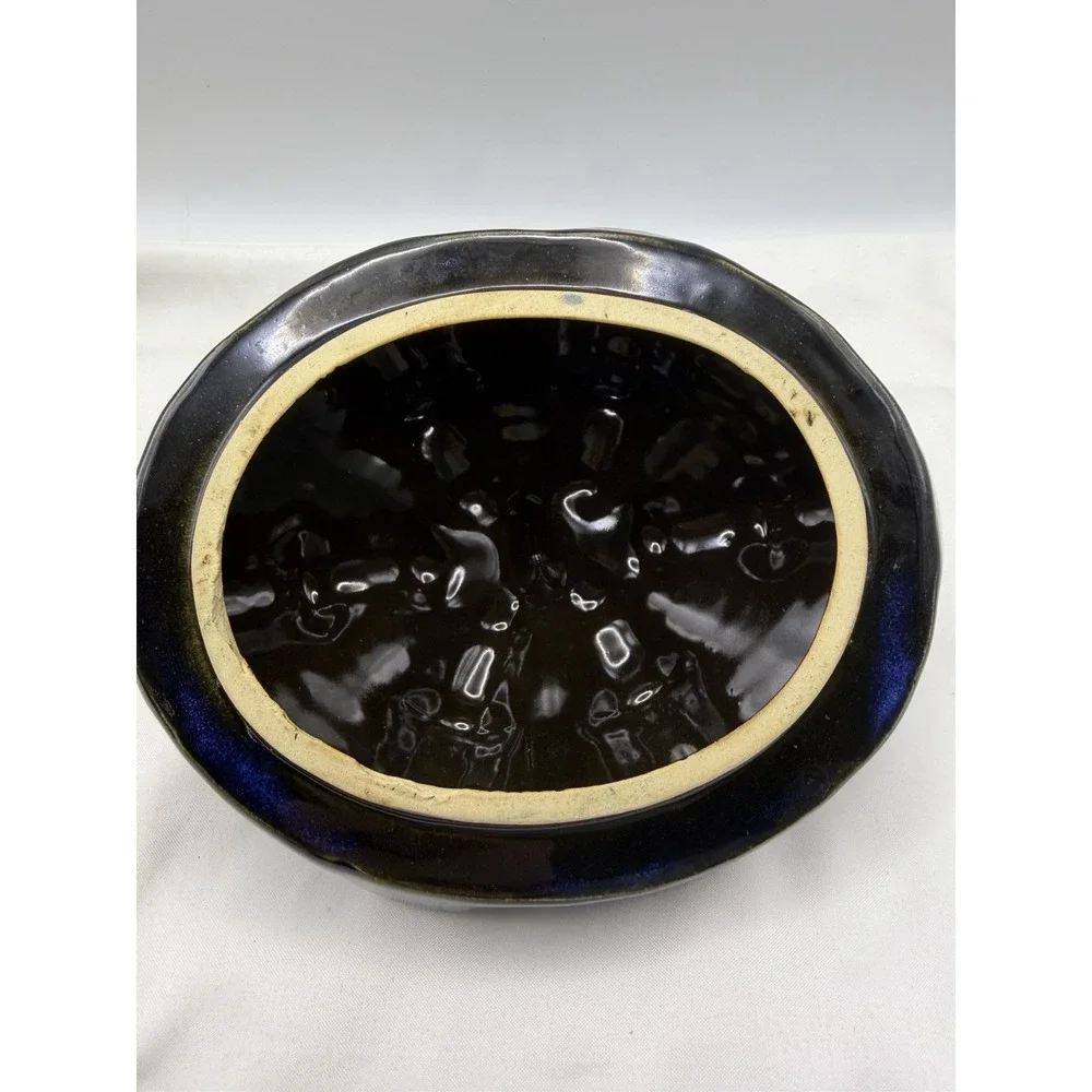 Vintage Pottery Lidded Shell Shaped Candy Bowl Trinket